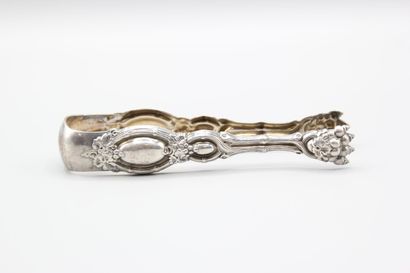 Sugar tongs in silver plated metal decorated...