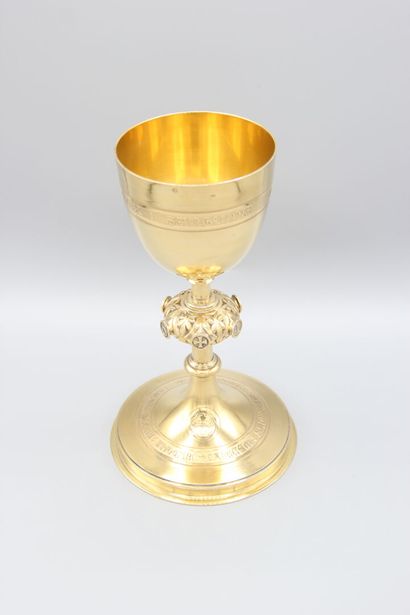 Chalice in vermeil, plain model, decorated...
