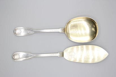 Service à glace en argent de modèle filets...