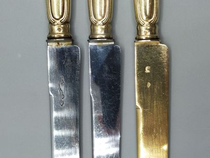 Double set of knives in vermeil (gold on...
