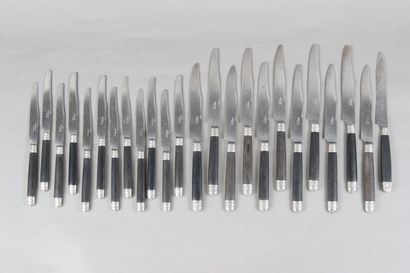 Double set of knives with wooden handles,...