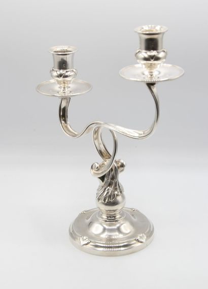 AUCOC
Silver candelabra with two intertwined...