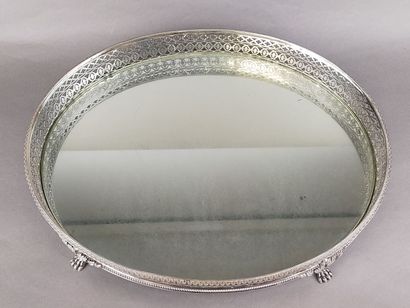 Huge silver centerpiece of oval shape and...