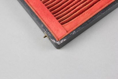 Wooden fish service box from the end of the...