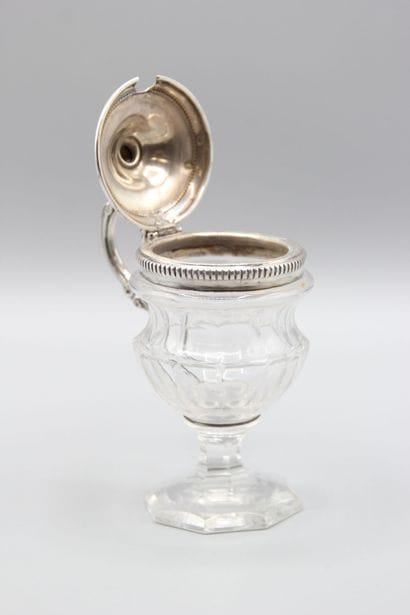 Moutardier en verre ou cristal et monture...