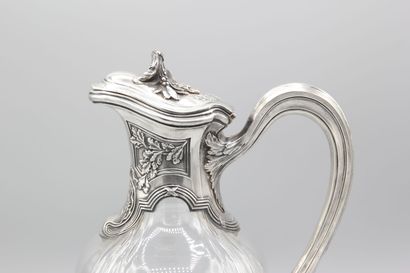 Pair of crystal decanters, silver and vermeil...
