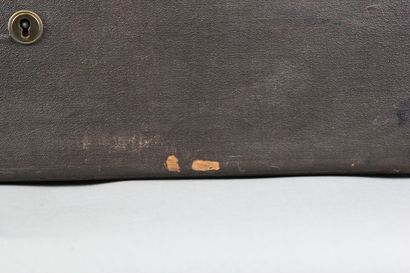 Important leather-covered wooden household...