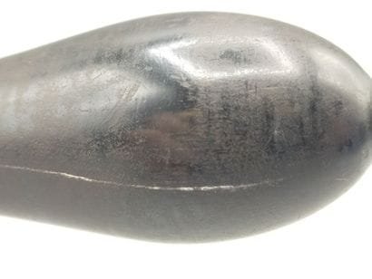 Silver saucepan, turned blackened wood handle.
Body...