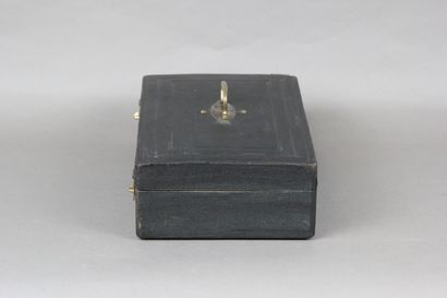 Household chest with leather top and brass...