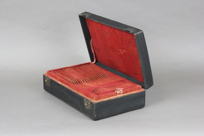 Household chest with leather top and brass...