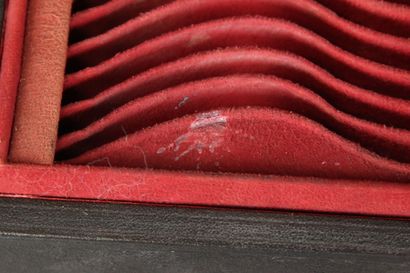 Important leather-covered wooden household...