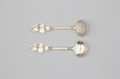 Pair of salt shovels in silver ART NOUVEAU...