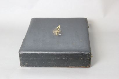 Household box with leather top and brass...