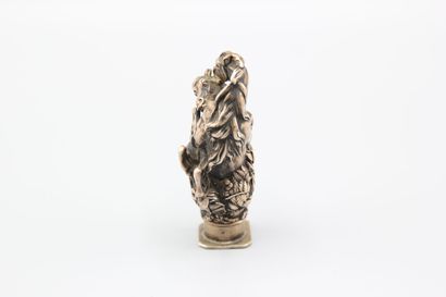 Nice seal in cast silver decorated with two...