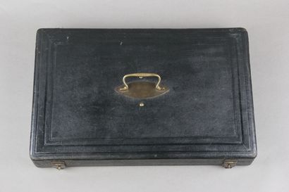 Wooden box from the 19th century, leather...