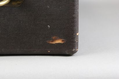 Important leather-covered wooden household...
