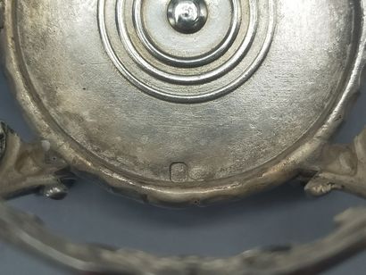 Double silver salad bowl decorated with scrolls...