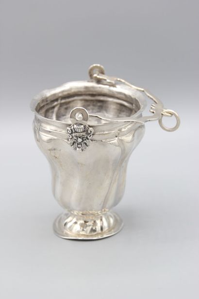 Holy water bucket in silver / hammered oval...