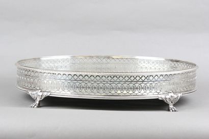 Huge silver centerpiece of oval shape and...