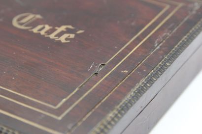 Wooden box (mahogany ?) for spoons service,...