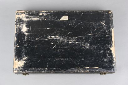 Wooden box from the 19th century, leather...