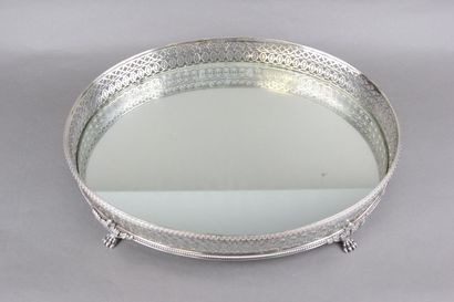 Huge silver centerpiece of oval shape and...