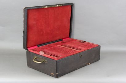 Important leather-covered wooden household...