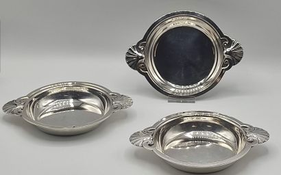 Trio of silver coasters or display stands...
