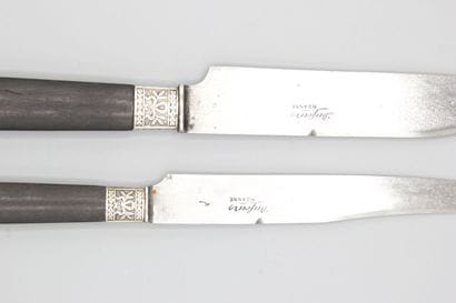 Double set of knives with wooden handles,...