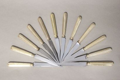 Double set of knives in vermeil (gold on...