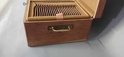 Large natural wood Menagère box with large...
