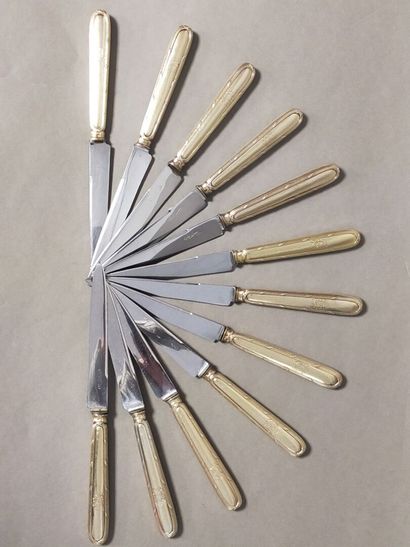 Double set of knives in vermeil (gold on...