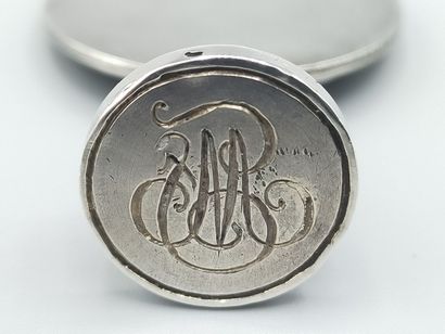 Silver seal representing Joan of Arc in armor...