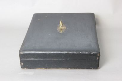 Household box with leather top and brass...