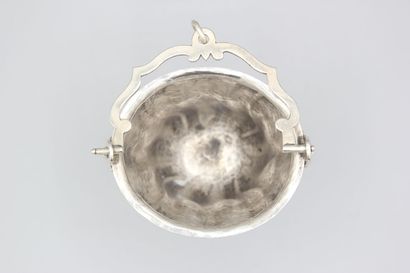 Holy water bucket in silver / hammered oval...