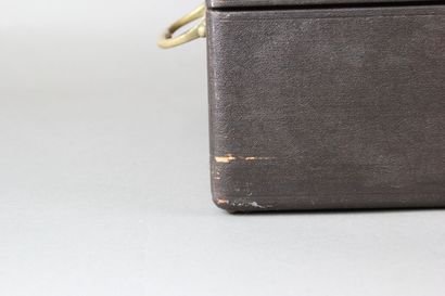 Important leather-covered wooden household...