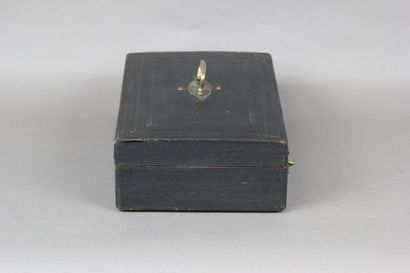 Household chest with leather top and brass...