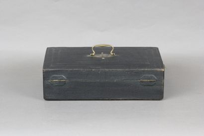 Household chest with leather top and brass...