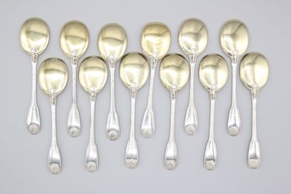 Service à glace en argent de modèle filets...