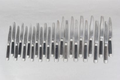 Double set of knives with wooden handles,...