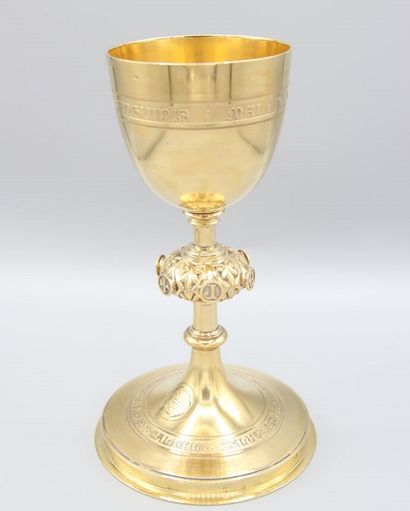 Chalice in vermeil, plain model, decorated...