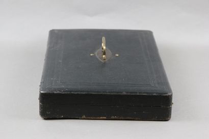 Wooden box from the 19th century, leather...