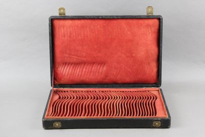Wooden box from the 19th century, leather...