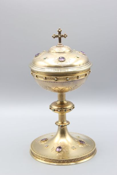 Ciborium in silver entirely vermeiled (gold...