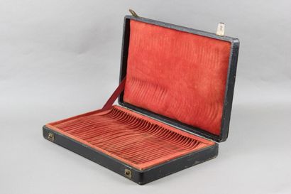 Wooden box from the 19th century, leather...