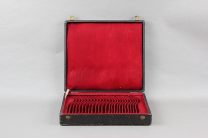 Wooden box with leather on the top of the...