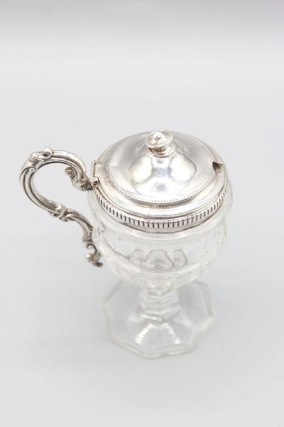 Moutardier en verre ou cristal et monture...