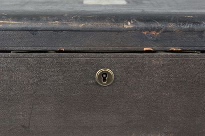 Important leather-covered wooden household...