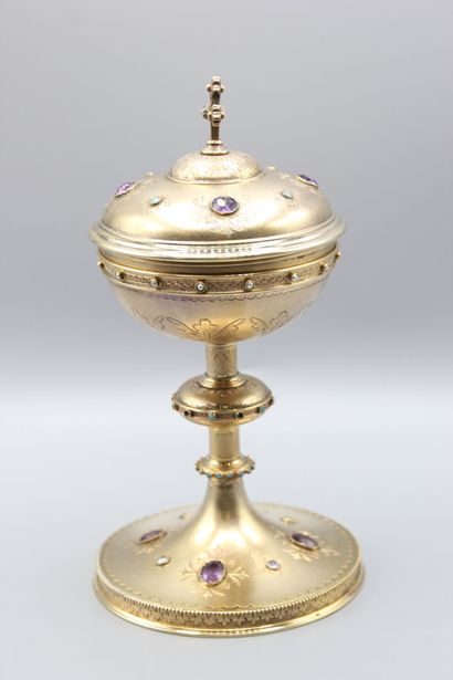 Ciborium in silver entirely vermeiled (gold...