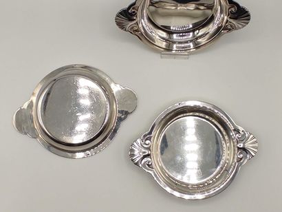 Trio of silver coasters or display stands...
